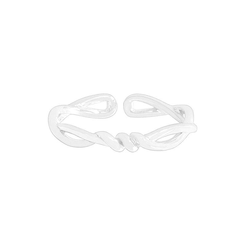 Simple Double Layers Twisted 925 Sterling Silver Adjustable Ring