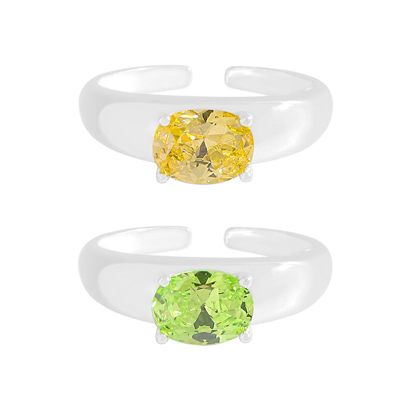 Modern Elegant Oval CZ 925 Sterling Silver Adjustable Ring