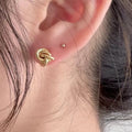 Elegant Knotted Design 925 Sterling Silver and 18K Gold Plated Minimalist Stud Earrings