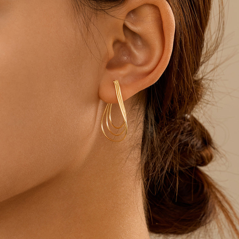Fashionable Multi-Layer Drop Geometric Design 925 Sterling Silver Earrings