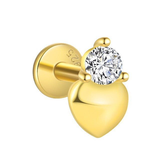 Fashion Golden CZ Heart Moon Star Flower Chain Tasselsyt6 925 Sterling Silver Stud Earrings