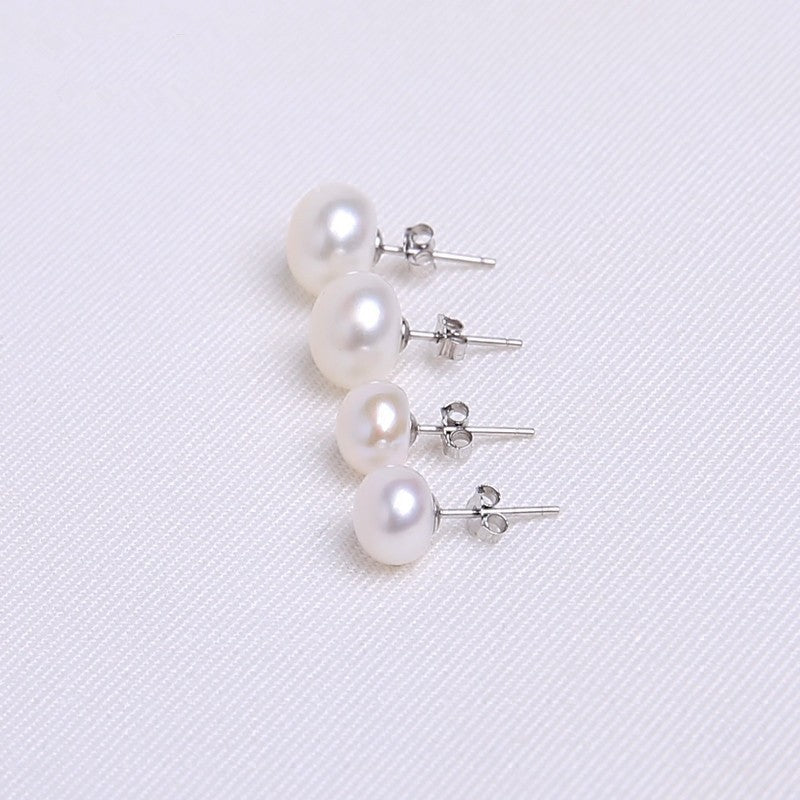 Natural pearl earrings AAAA grade high-quality freshwater pearl earrings 925 silver pearl earrings wholesale live broadcast