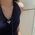925 Silver Winged Cupid Angel Cubic Zirconium Fashion Necklace Pendant