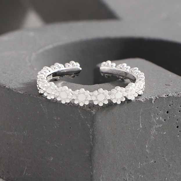 Girl Beautiful Flowers 925 Sterling Silver Adjustable Ring