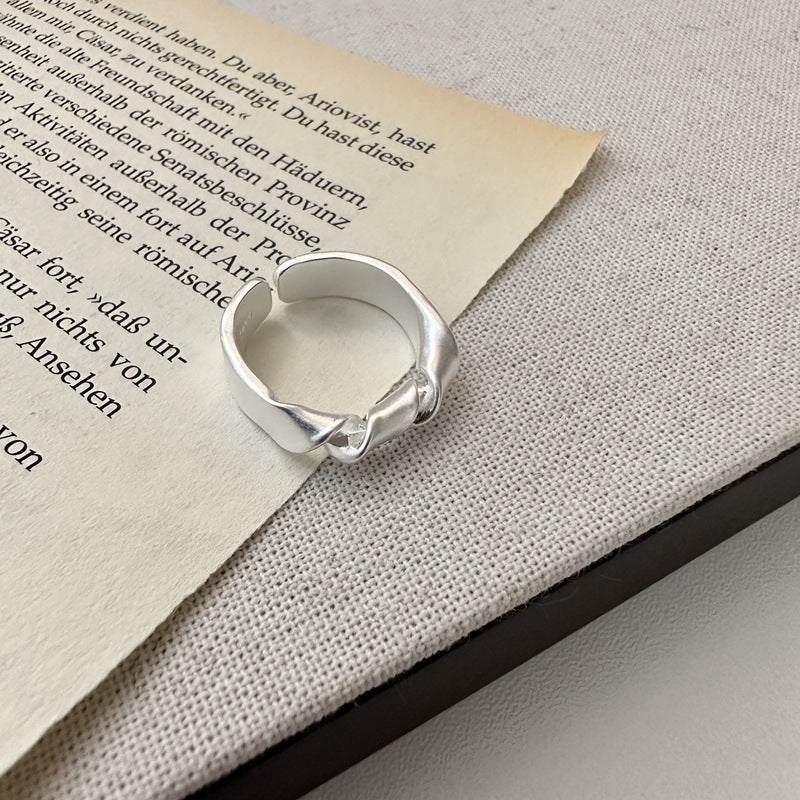 Minimalist Geometric Twisted Knot Silver 925 Sterling Silver Adjustable Ring