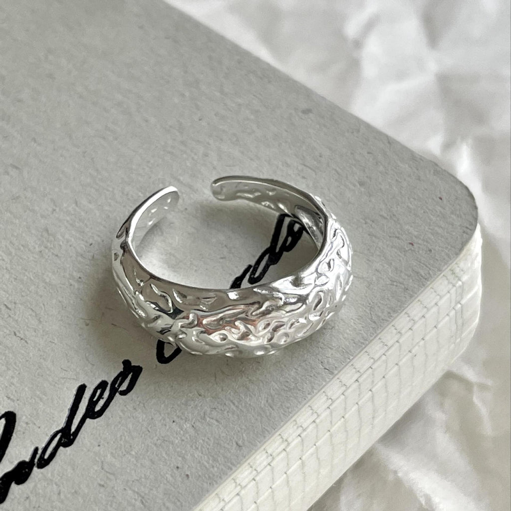 Lady Irregular Pattern 925 Sterling Silver Adjustable Ring