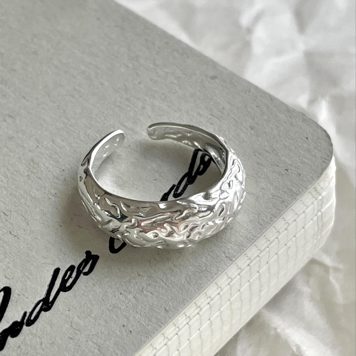 Lady Irregular Pattern 925 Sterling Silver Adjustable Ring