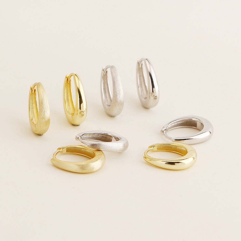 Pendientes,Aros Huggie Modernos en Plata Esterlina 925 en Forma de Lágrima