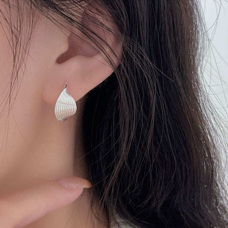 Elegant Women Twist Geometric Design 925 Sterling Silver Earrings