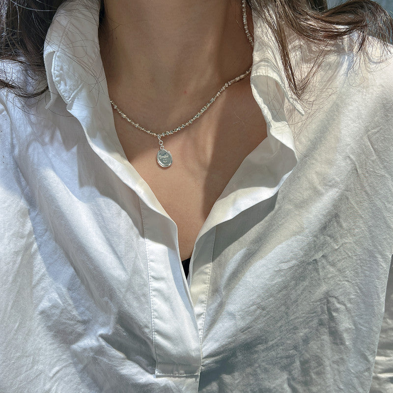 Trendy Heart Shape Letter Pendant Polished 925 Sterling Silver Minimalist Charm