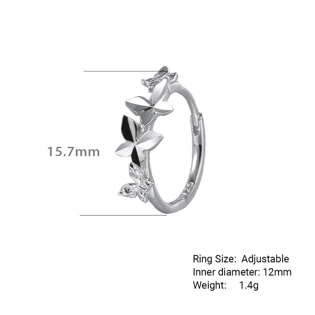 Butterfly Vine 925 Sterling Silver Women's Close to the Ear Simple and Stylish Earrings