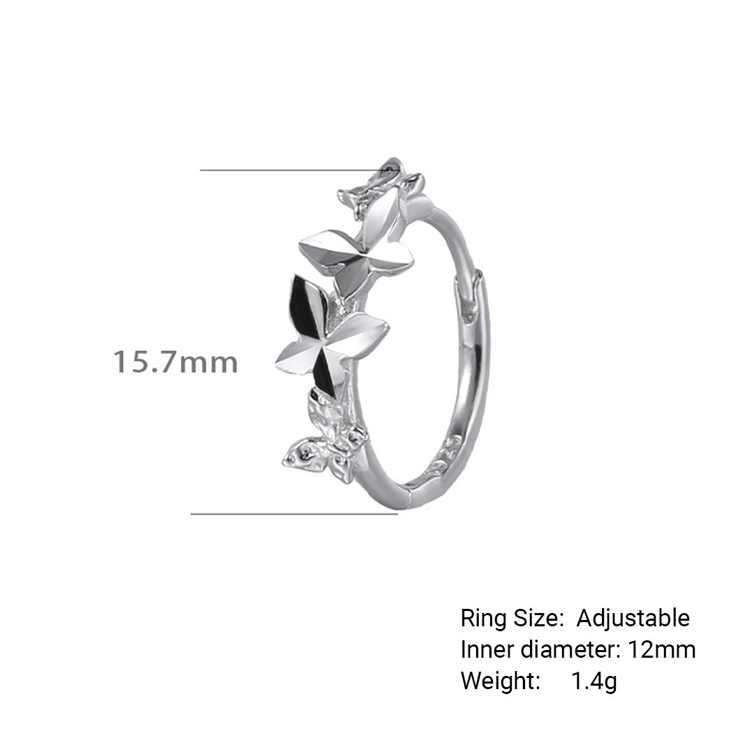 Butterfly Vine 925 Sterling Silver Women's Close to the Ear Simple and Stylish Earrings