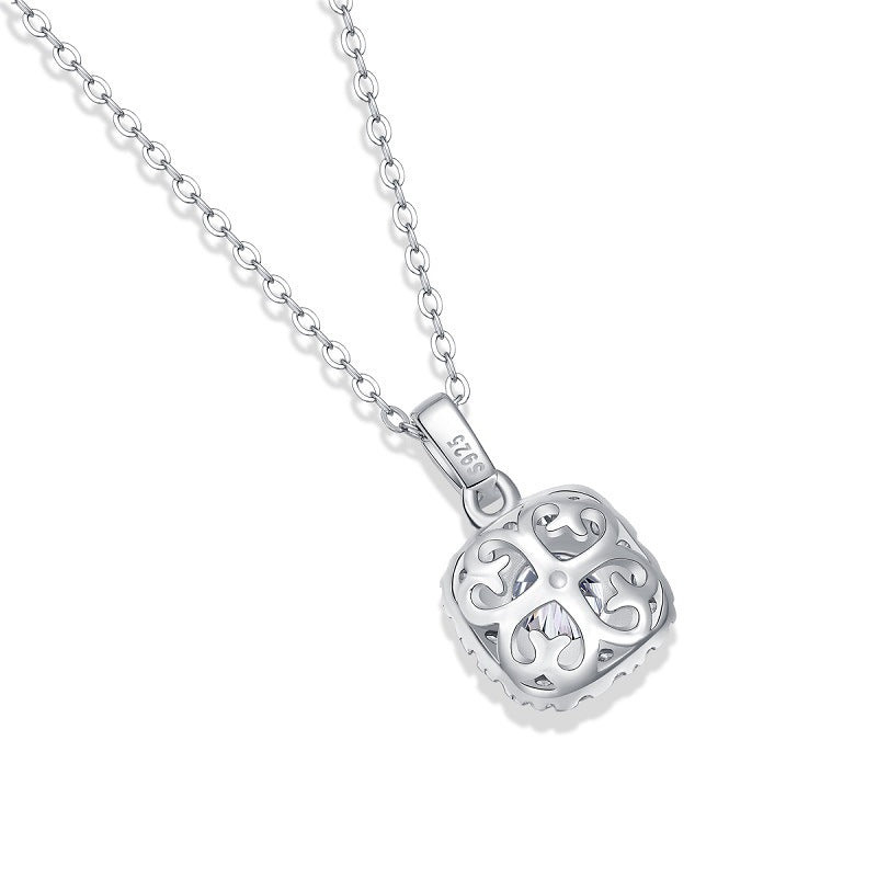 Elegant Cushion Cut Design for Women Geometric Moissanite 925 Sterling Silver Necklace