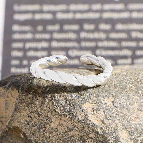 Lady Irregular Twisted 925 Sterling Silver Adjustable Ring