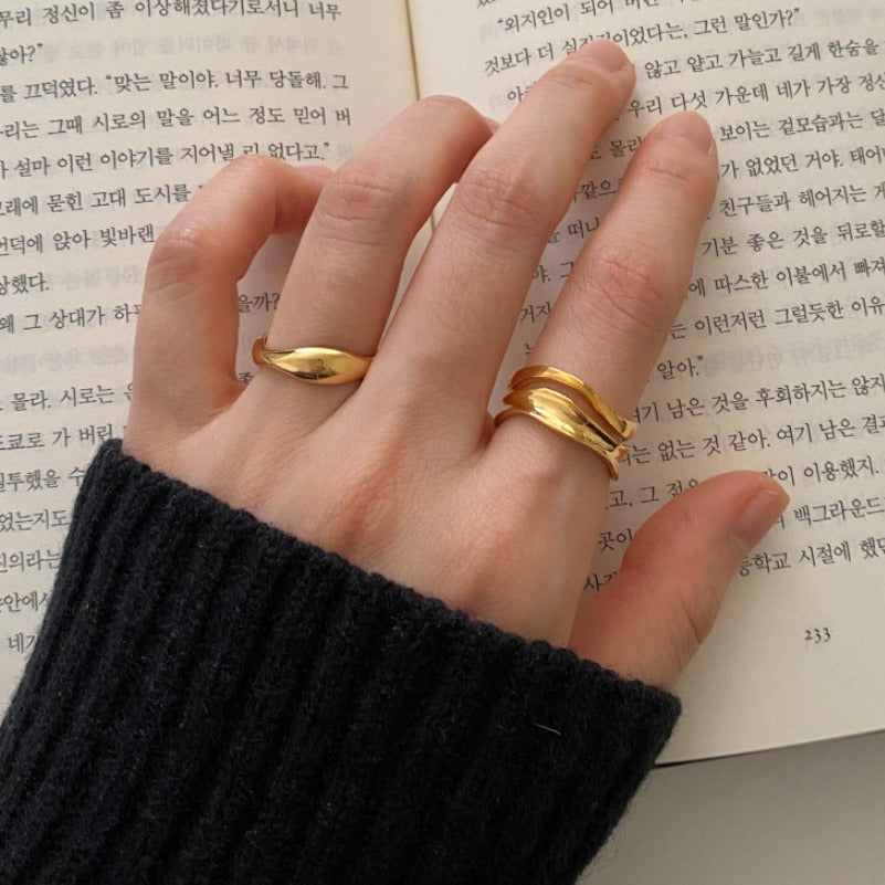 Modern Minimalist Wave Curve Design Adjustable Open Ring