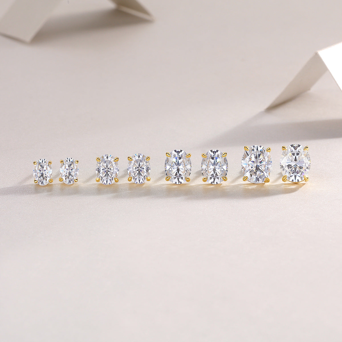 Elegant Geometric Moissanite 18K Gold Plated 925 Sterling Silver Stud Earrings