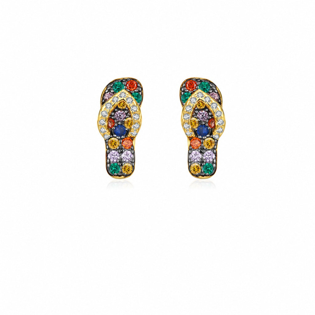 Pendientes de Plata de Ley 925 chapados en Oro con Circonia Cúbica de Estilo Skateboard Colorido