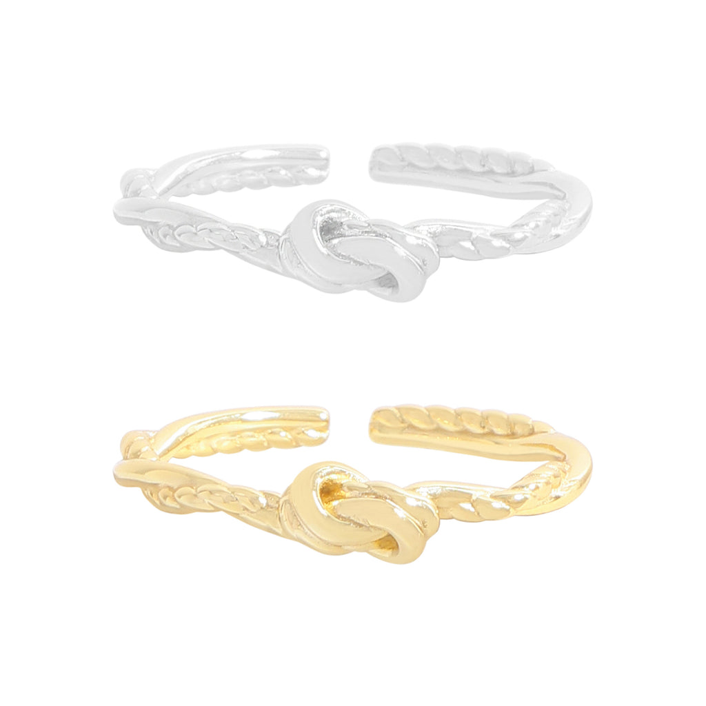 Office Simple Double Twisted Double Layers Knot 925 Sterling Silver Adjustable Ring