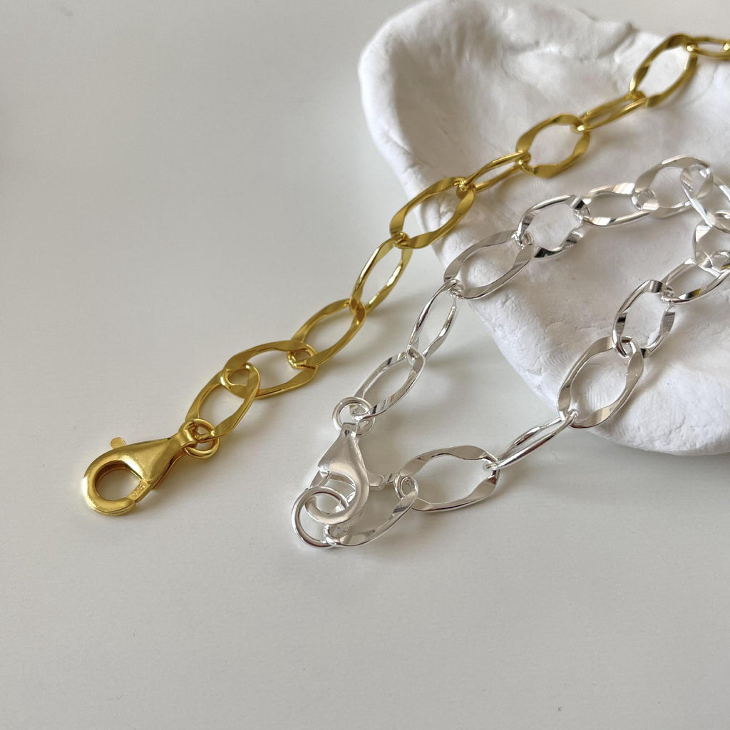 Modern Women Hollow Curb Chain 925 Sterling Silver Bracelet