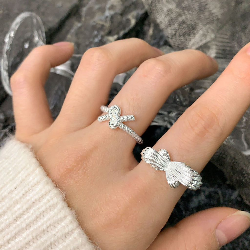 Fashion Irregular Twisted Knot 925 Sterling Silver Adjustable Ring