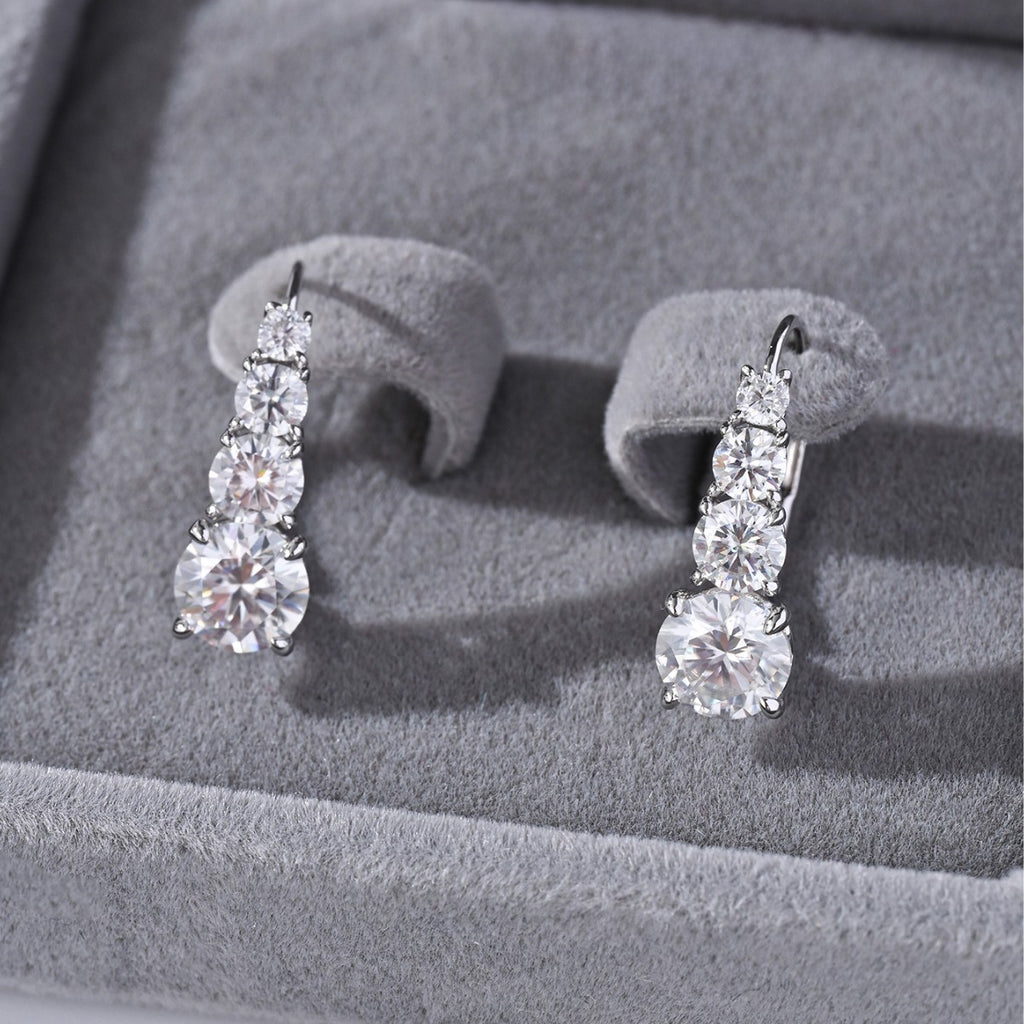 Mossanite Step-Set Design  Affordable Luxury  Versatile  925 Sterling Silver Earrings