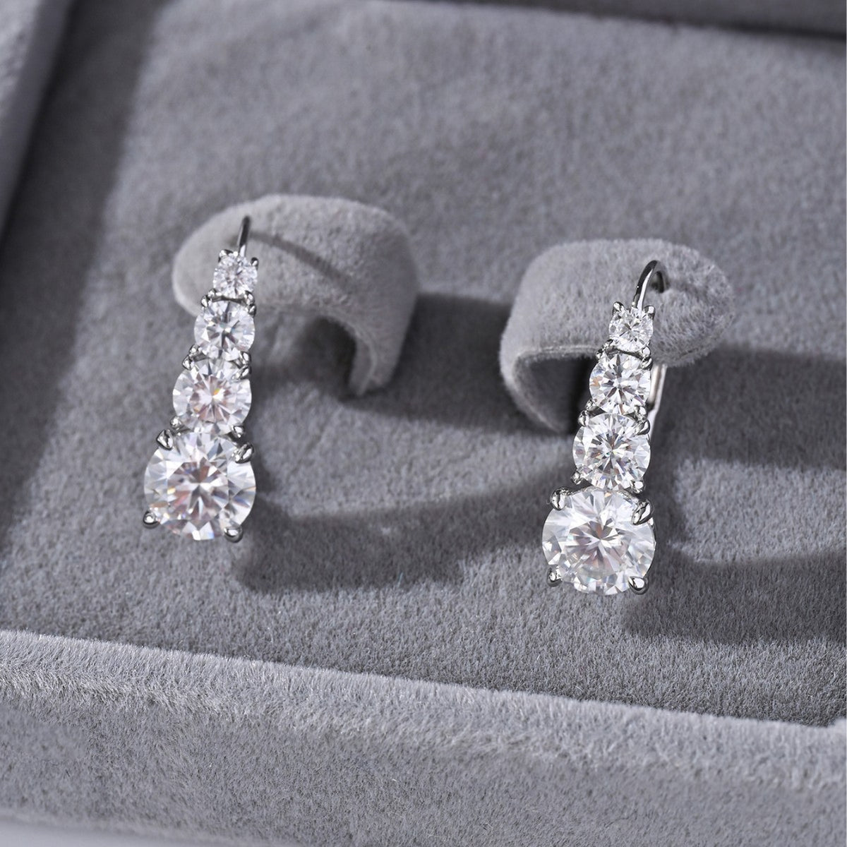 Mossanite Step-Set Design  Affordable Luxury  Versatile  925 Sterling Silver Earrings