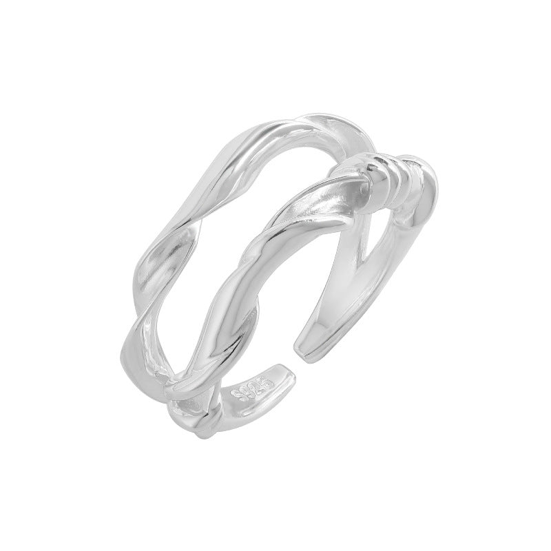 Twist Mobius Geometric Design Adjustable 925 Sterling Silver Ring