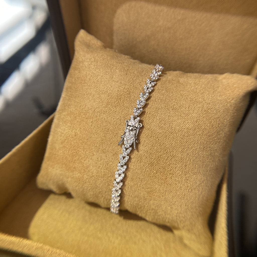 Pulsera versátil de plata de ley 925 con espiga de trigo y diamante de alto carbono