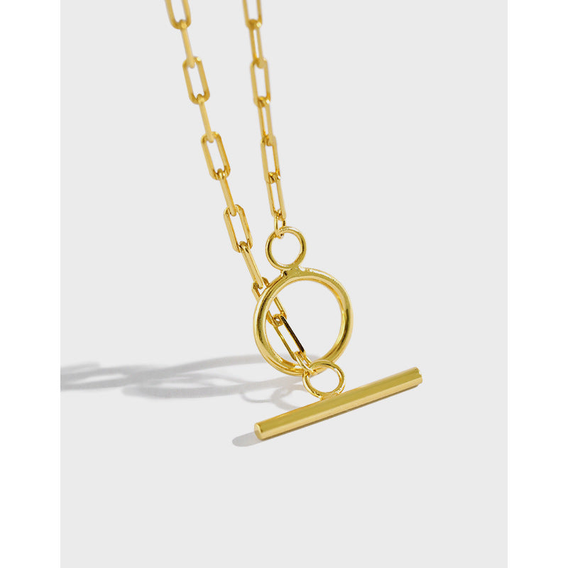 S925 pure silver necklace ins niche design personality OT buckle chain necklace women's collarbone necklace