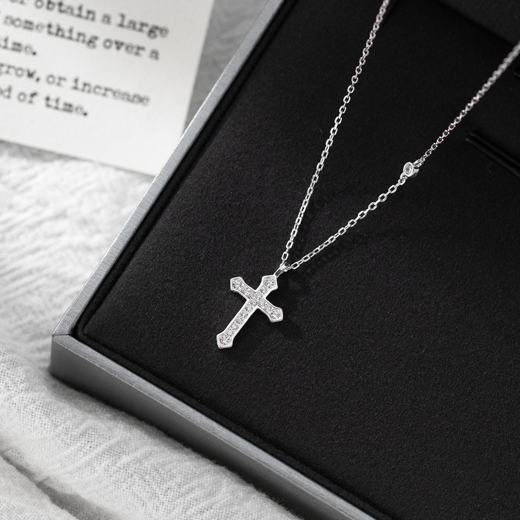 Religious Cross Cubic Zirconia 925 Sterling Silver Necklace
