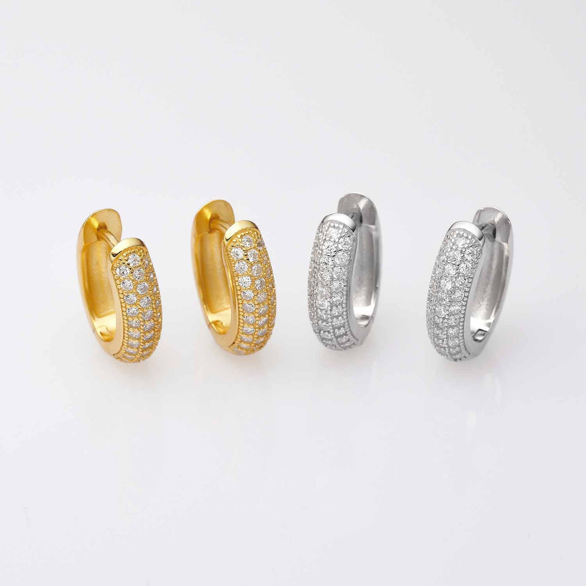 Casual Micro Setting CZ Circles 925 Sterling Silver Hoop Earrings