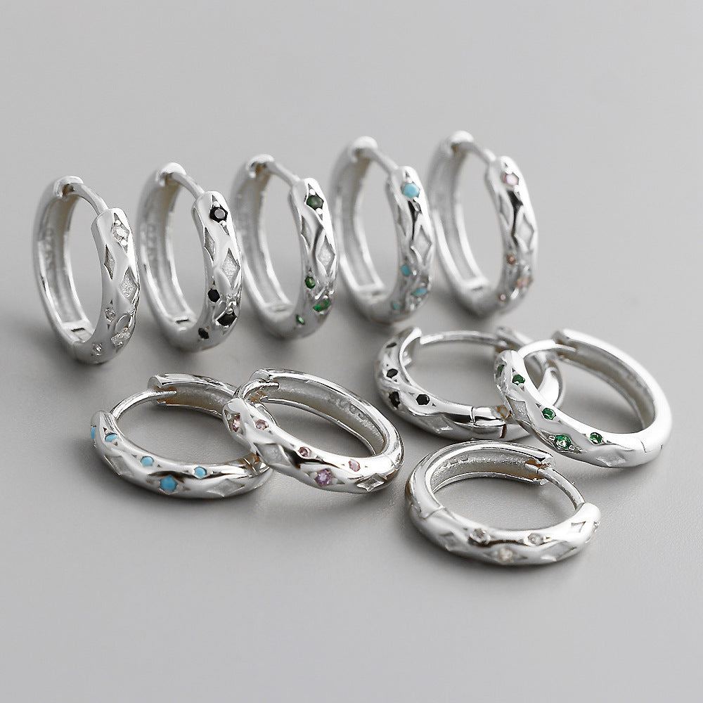 Women Fashion Modern Party Gift Elegant Jewelry Geometric Design S925 Silver Hoop Earrings