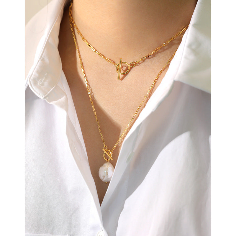 S925 pure silver necklace ins niche design personality OT buckle chain necklace women's collarbone necklace