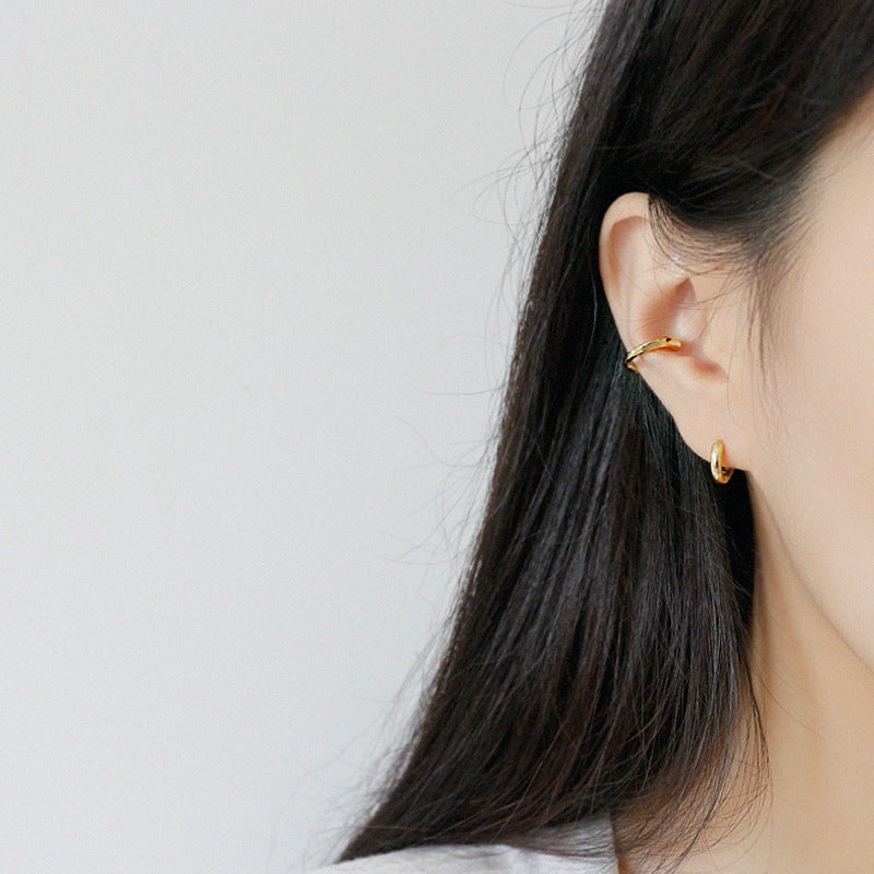Geometric Design Textured 925 Sterling Silver Adjustable Ear Cuffs (Single)