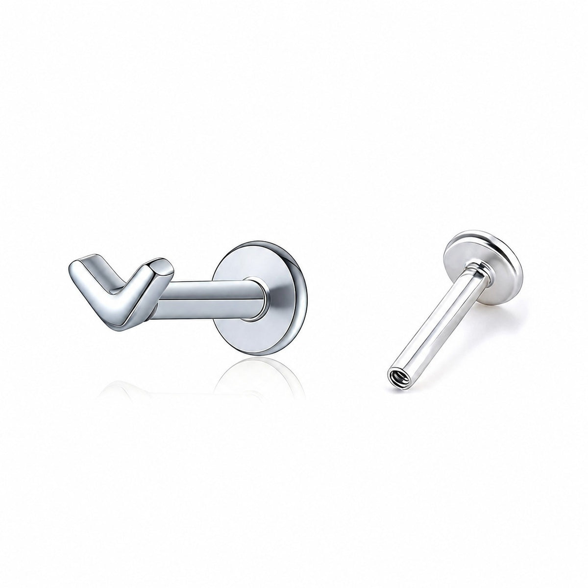 Mini Chevron V Shape Threaded Cartilage Piercing S925 Sterling Silver Stud Earring(Single)