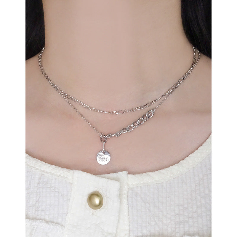 Collar de cadena Geométrica Figaro Trenzada de Metal Puro de Plata Esterlina 925