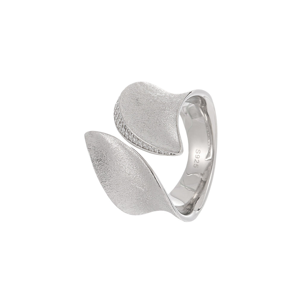 Fashion Irregular CZ Border Geometry 925 Sterling Silver Adjustable Ring