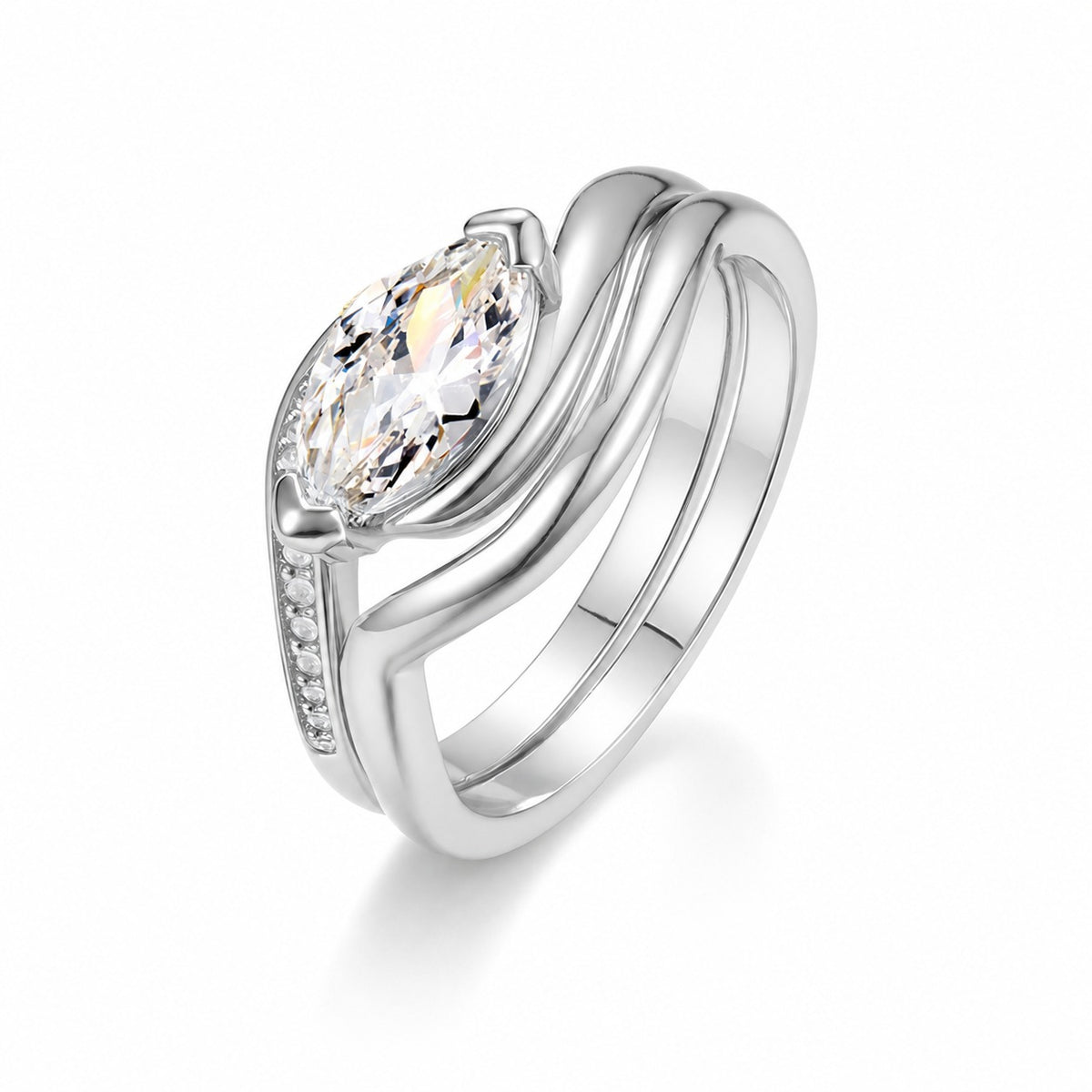 Marquise-Cut Vintage-Style High-Quality Moissanite 925 Sterling Silver Ring
