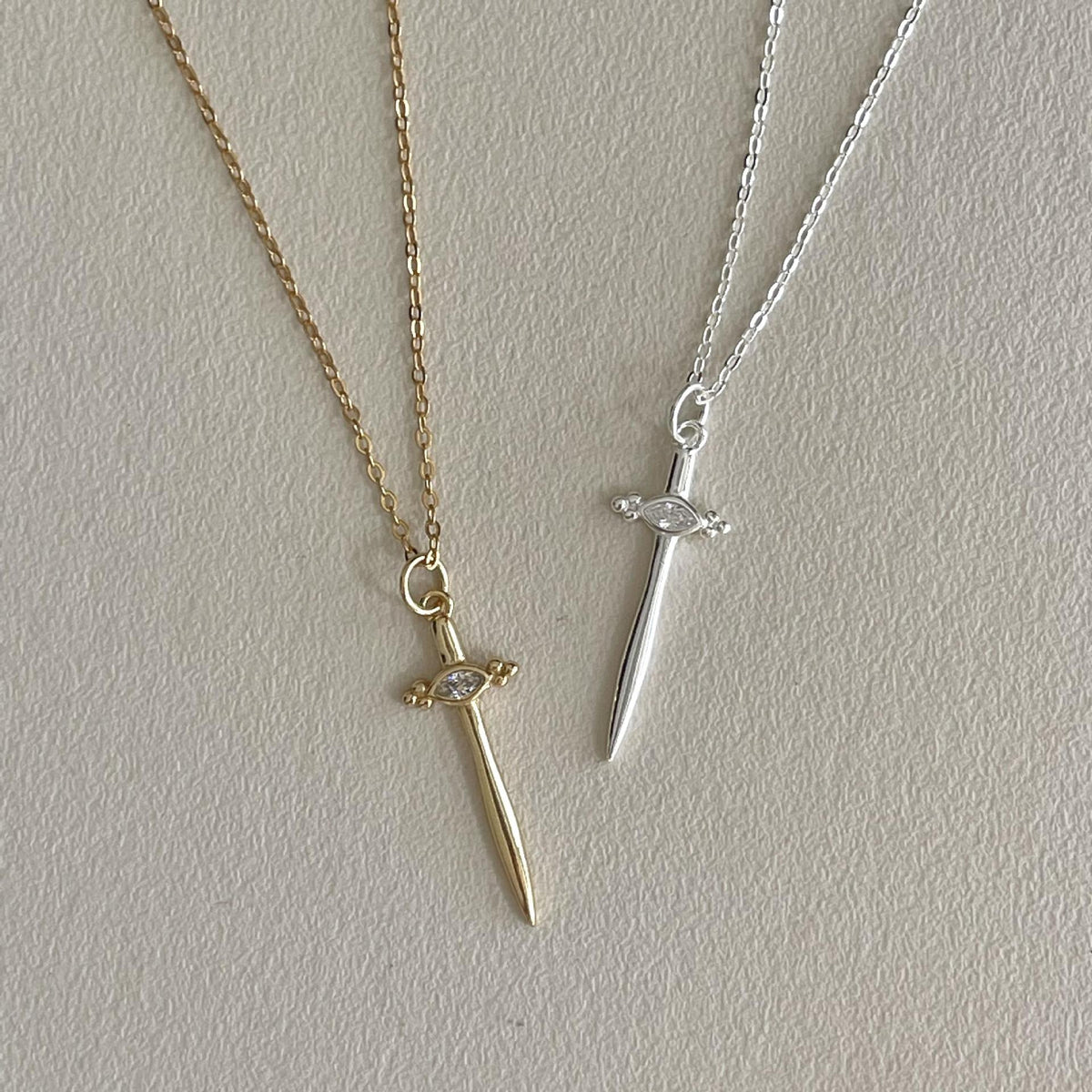 Fashion CZ Cross Sword 925 Sterling Silver Necklace