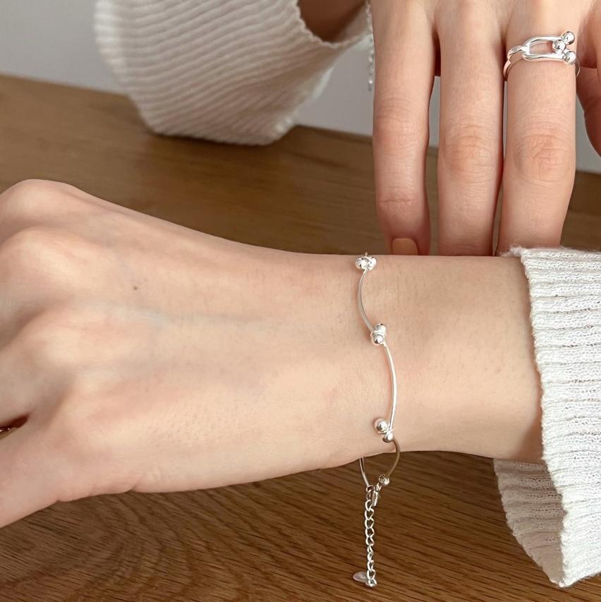 Office Irregular Beads 925 Sterling Silver Bracelet