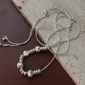 Modern Fashion Jewelry S925 Cat Eye Inspired Round Bead Irregular Geometric Bead Slide Adjustable Snake Chain Necklace
