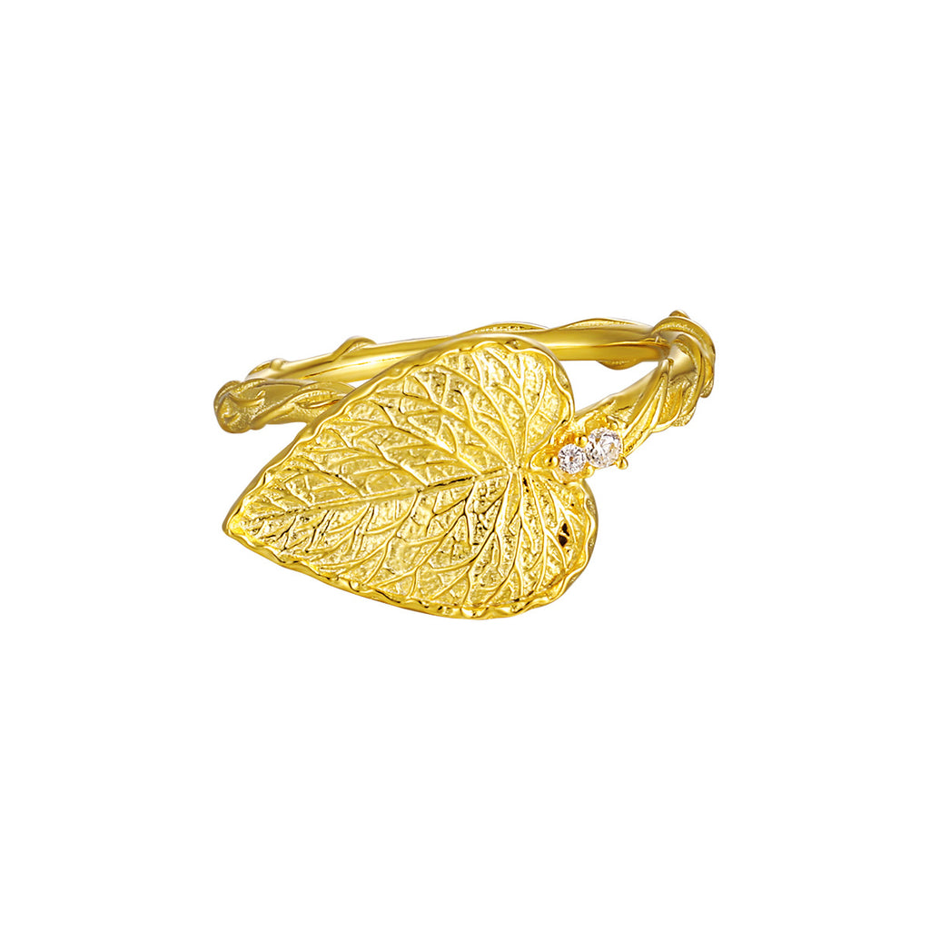 Fashion Party Big Leaf 925 Sterling Silver Adjustable Twisted Ring