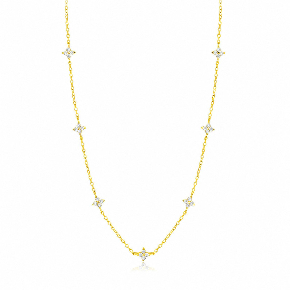 Set de joyería de plata de ley 925 con circonia cúbica en forma de trébol de cuatro hojas