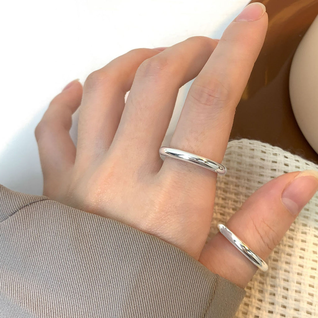 Minimalism Smooth Surface Simple 925 Sterling Silver Stacker Ring