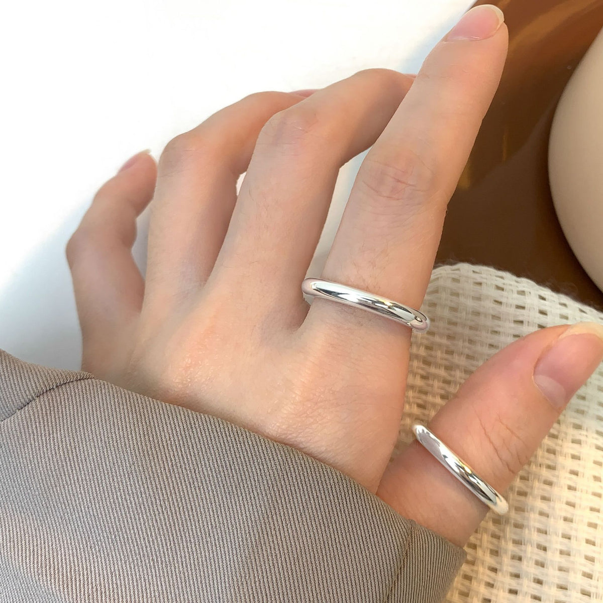 Minimalism Smooth Surface Simple 925 Sterling Silver Stacker Ring