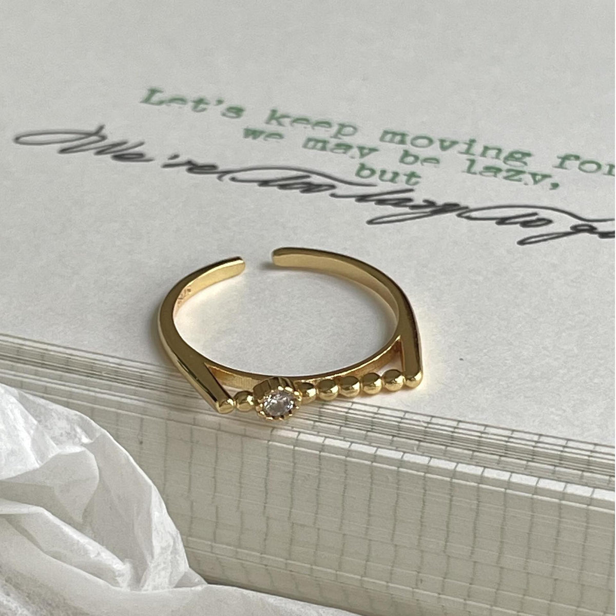 New Round Beads CZ Turntable 925 Sterling Silver Adjustable Ring