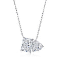 Elegant White CZ Square Heart Baguette Oval 8A Cubic Zirconia 925 Sterling Silver Necklace