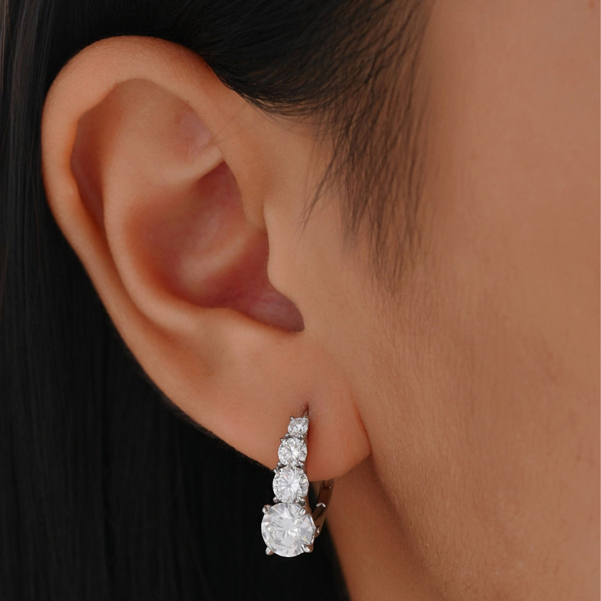 Mossanite Step-Set Design  Affordable Luxury  Versatile  925 Sterling Silver Earrings