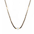 Minimalist Gradient Smoky Quartz Baroque Pearl Gold Beaded Adjustable Ladies Fine Jewelry 925 Sterling Silver Necklace