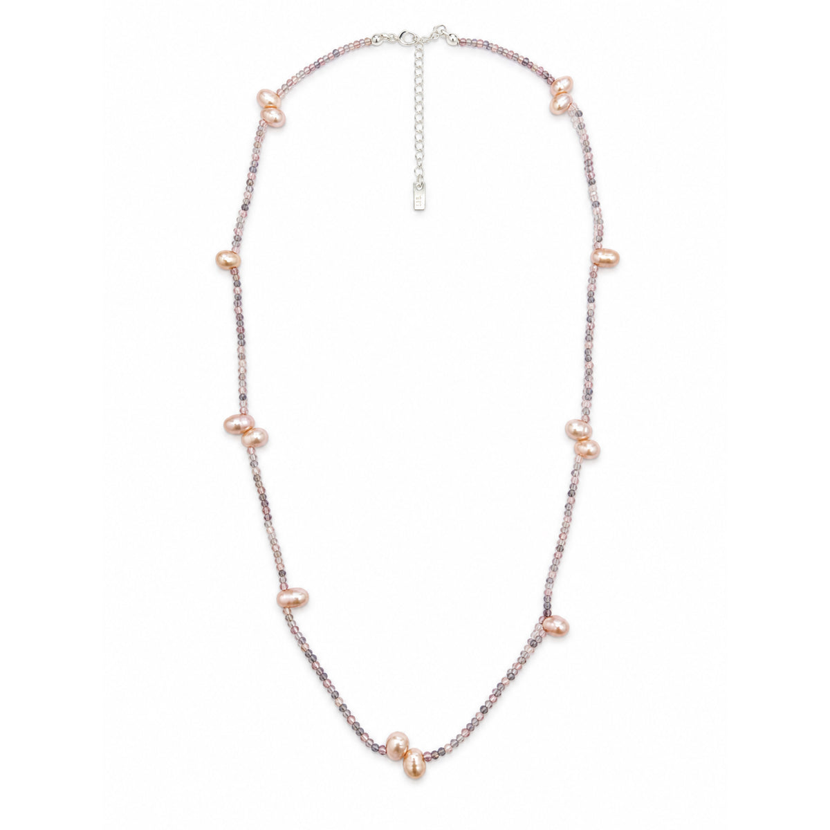 Minimalist Light Purple Gemstone Baroque Pearl Silver Beaded Adjustable Casual Romantic Occasions 925 Sterling Silver Necklace